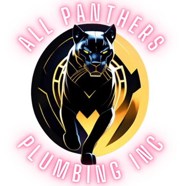 a black panther logo with a panther on it