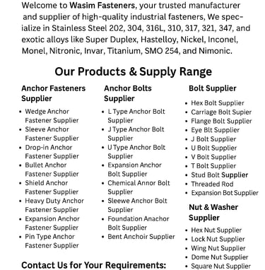 Fastener Supplier Anchor Fasteners Supplier Wedge Anchor Fastener Supplier Sleeve Anchor Fastener Supplier Drop-In Anchor Fas