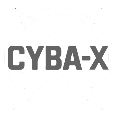 cyba-x written over an x and circle shape