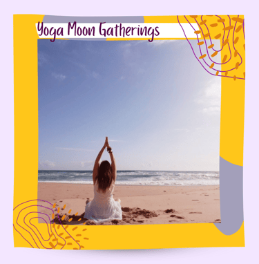 A yoga teacher sitting in easy pose on the beach.