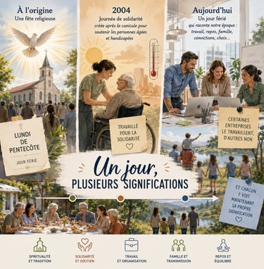 Images illustrant l'évolution de la signification du lundi de pentecôte