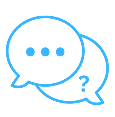 a blue and white speech bubble bubble with a question mark