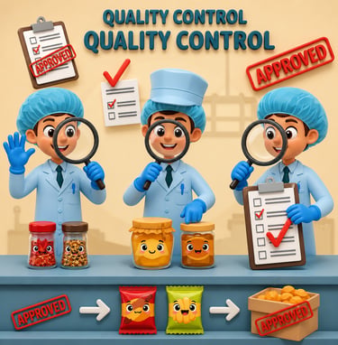 Food product quality control process with inspectors and packaging approval