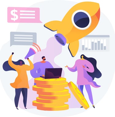 a group of people celebrating and communicating their business success