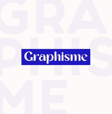 a blue and white logo with the words graphisme