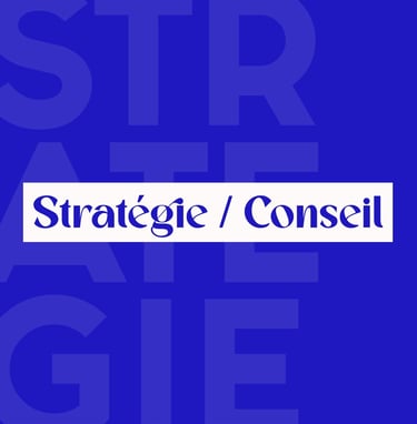 a blue and white sign that says strategic strategy