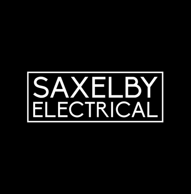Branding logo for Saxelby Electrical, black and white version
