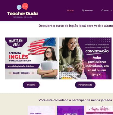 a website page with a picture of a woman in a white shirt