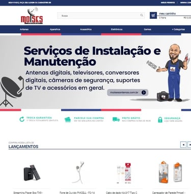 a website page with a cartoon character in the middle of the page