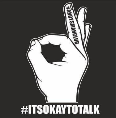 This logo, is showing an ok hand signal with the words saying its ok to talk