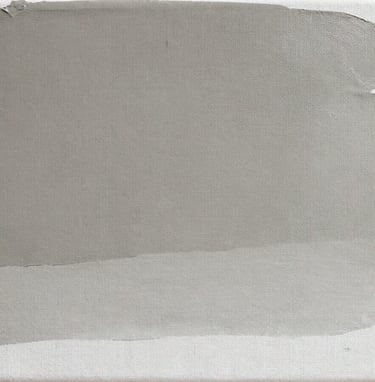 A close-up photograph of a canvas showing layers of translucent paint in shades of #6B705C and #C8C0B2. The texture of the canvas is visible, suggesting a tactile and personal touch. The mood is modern and clean.