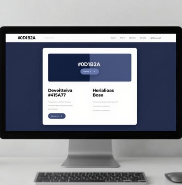 A sleek, modern digital workstation showing a professional interface on a high-resolution screen. The atmosphere is clean and creative, featuring deep tones like #0D1B2A and #415A77.