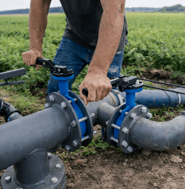 Farmer turning on the irrigation