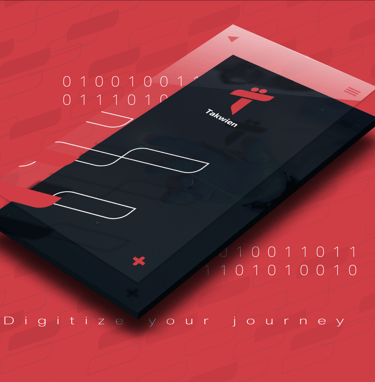 a phone phone showing a phone screen with a red background