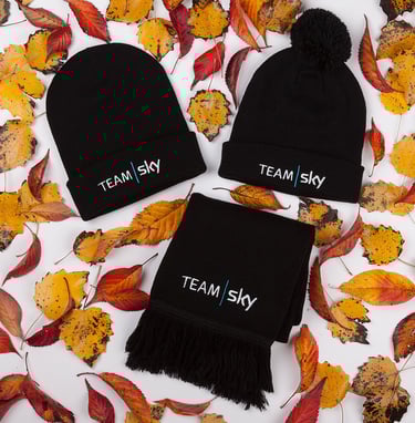 Team Sky black hats and a scarf