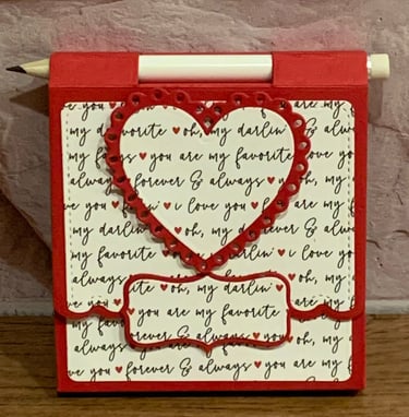 Valentine Sticky Note Pad Holder with Mini Pencil