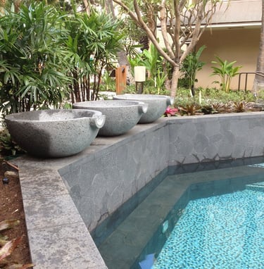 natural basalt stone pool