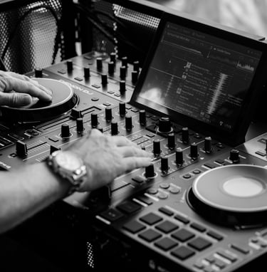 DJ mixing Ibiza Classics for a wedding