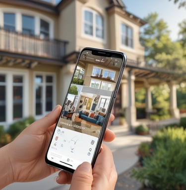 a person holding a smart device and a smart device