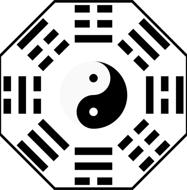 symbole du trigramme et yin yang utilisés par le feng shui