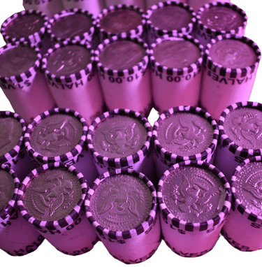 a bunch of coins sitting on top of a pile of coins