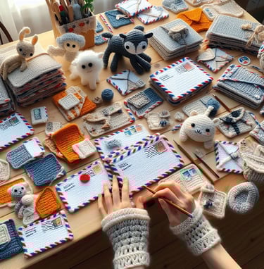 a person's hands are holding a crochet of crochet and