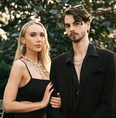 a man and woman standing next to each other