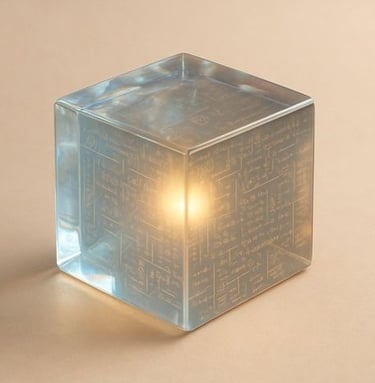 A glowing cube with circuitry