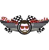 a logo with man with sunglasses on a white background