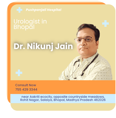 A graphical representation highlighting Dr. Nikunj Jain as the Best Urologist in Bhopal.