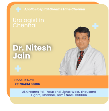 A graphical representation highlighting Dr. Nitesh Jain as the Best Urologist in Chennai.