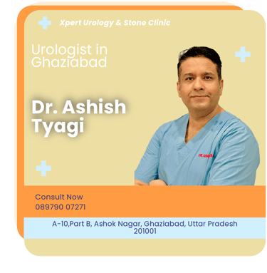 A graphical representation highlighting Dr. Ashish Tyagi as the Best Urologist in Ghaziabad.