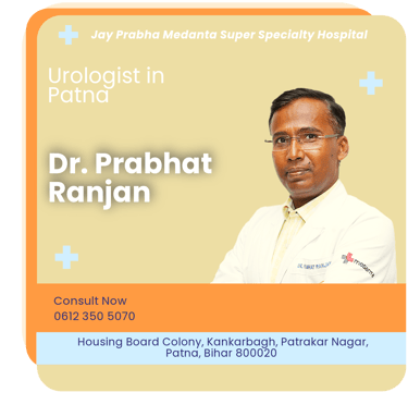 A graphical representation highlighting Dr. Prabhat Ranjan as the Best Urologist in Patna.
