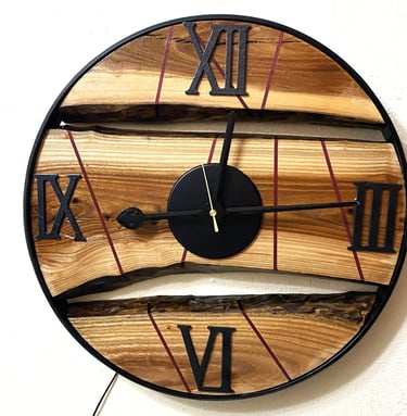 Metal and Hardwood Wall Art clock.
