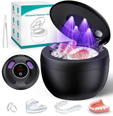 Ultrasonic cleaner for dental appliances and dentures with UV light