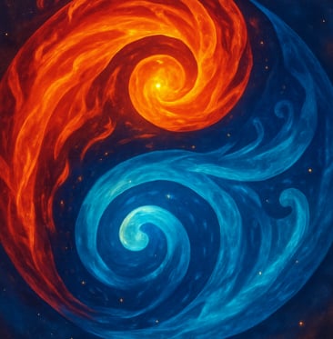 Illustration of one of the three Ayurvedic doshas — Pitta elemental symbol