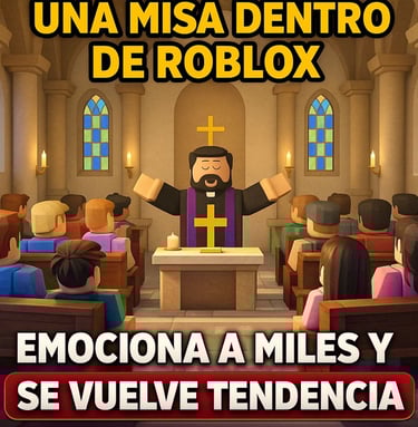 Nueva misa virtual en Roblox que se ha vuelto viral, con jugadores reunidos en un evento especial, a