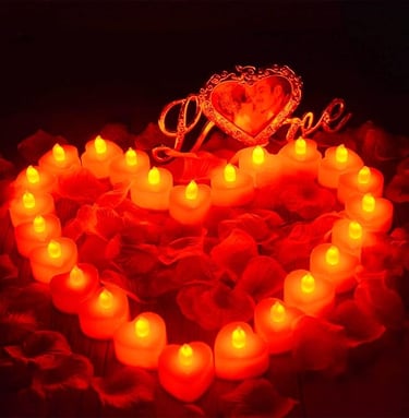 Red Heart Shaped Candles Lights