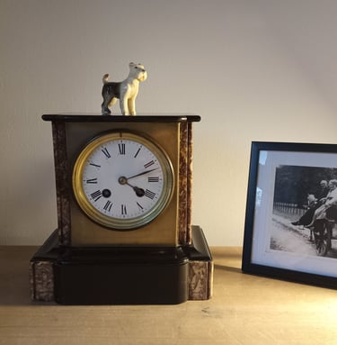 Antique French Marble and Slate Mantle Clock