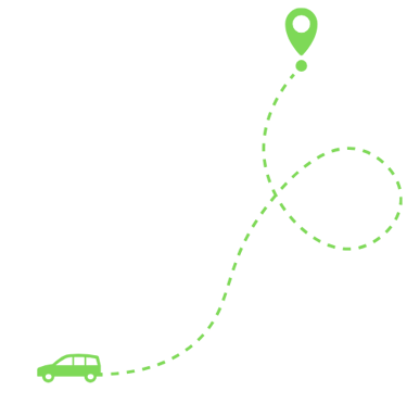 Um carro com ponteiro de mapa.