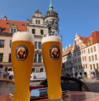Sampling traditional German beer at a local brewery in Dresden.