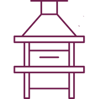 Terraza deck con asador argentino en Bosque Real