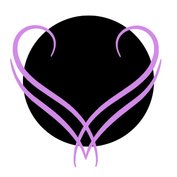 Black circle with two healing hands