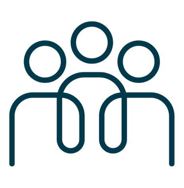 a group of people standing around a group of three people