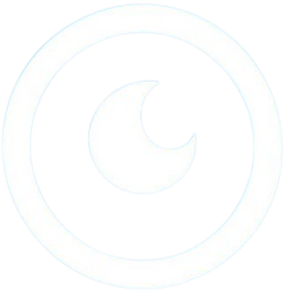 A white moon floating within a circle