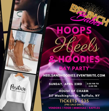 Hoops Heels & Hoodies flyer created by GMC Exquisite Events