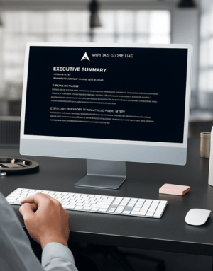 Mockup "INFORME EJECUTIVO" mostrado en PC