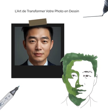 portrait fait main d'après photo effet postérisé