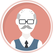 an avatar of a man with glasses and a mustache 