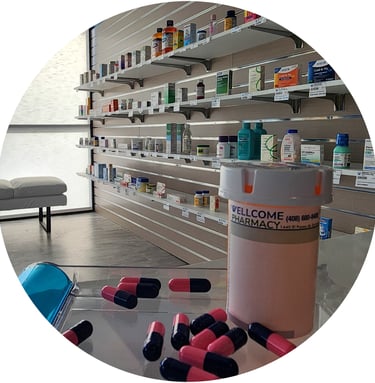 Pharmacy medication shelves